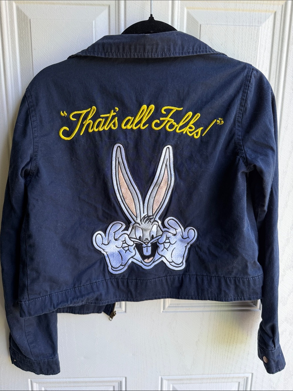 Looney Tunes Bugs Bunny Embroidered Cropped Women’s Y2K Jacket Small